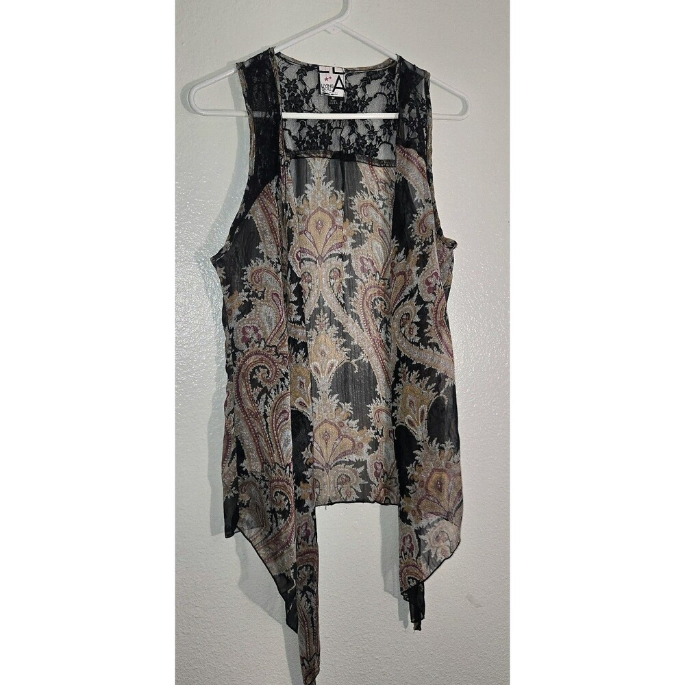 Vintage lace Sleeveless Paisley Tank Top Shawl/vest Black, Pink Made In USA